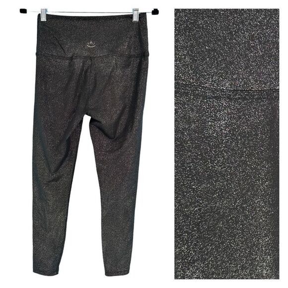 Beyond Yoga Women's Glitter High Rise Ankle Leggings Silver Metallic Black Large - Picture 1 of 12